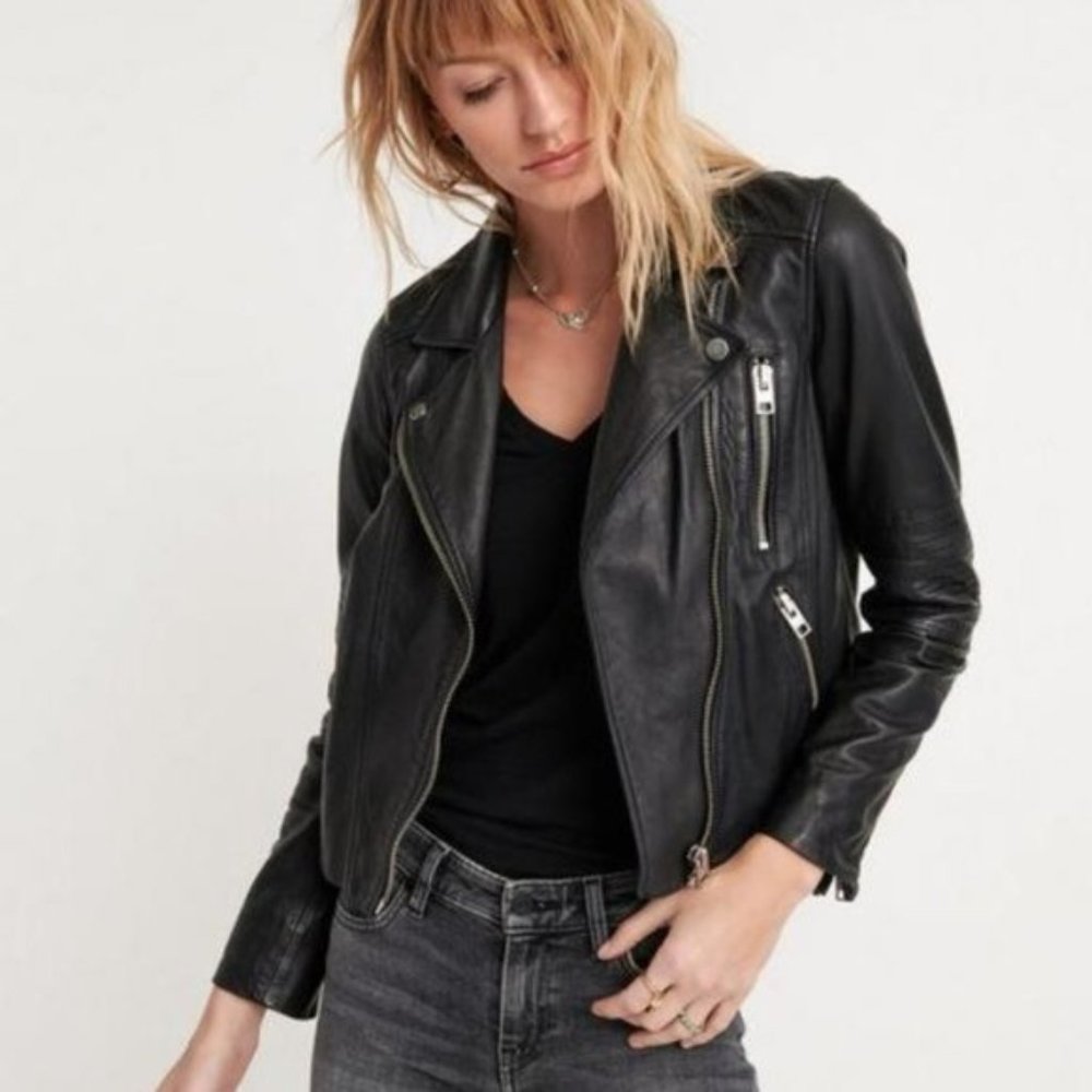 NWT Slate Grey Lucky Brand Moto Leather Jacket